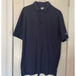 Callaway Golf Polo Shirt Men's Size M Navy White Striped Opti-Dry Short Sleeve